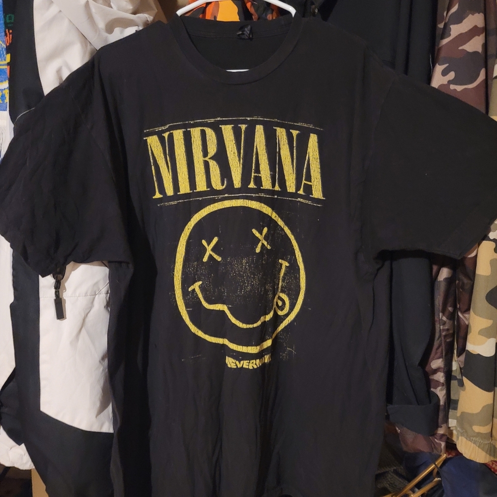NIRVANA Black Tee with Yellow Graphic